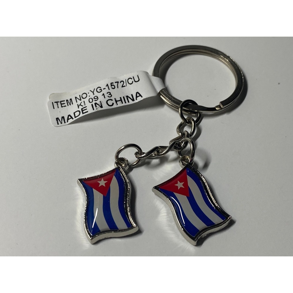 Cuba Double Flag Keychain Multicolor Cuban Pride Key Ring YG-1572/CU - Picture 5 of 6